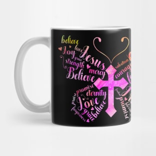 Butterfly Prayer Jesus Christian Cross Floral Pattern Mug